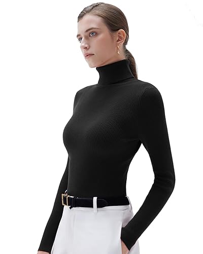 Women Turtleneck Cashmere Blend Sweater Long Sleeve Shirts Fall Basic