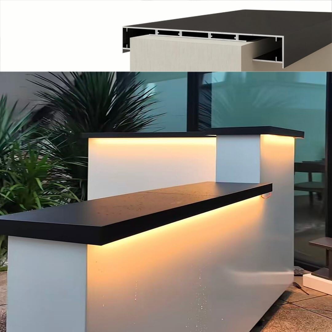 Cubierta superior rectangular para paredes de patio impermeable con goteo | Tablero de revestimiento de paredes de piedra de 140 - 305 mm de ancho, 50 - 240 cm de largo(Fit 140-216mm W,90cm L)