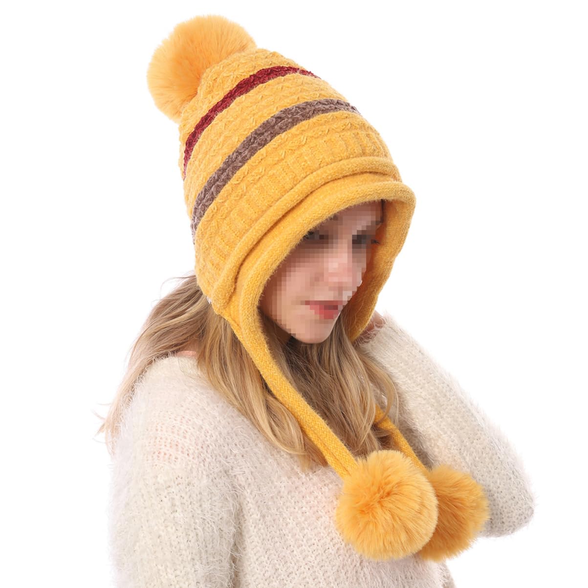 LIFKOME 2piezas Gorro De Lana Para Mujer y Cómodo Para Esquí y Actividades Al Aire Invierno Color Amarillo