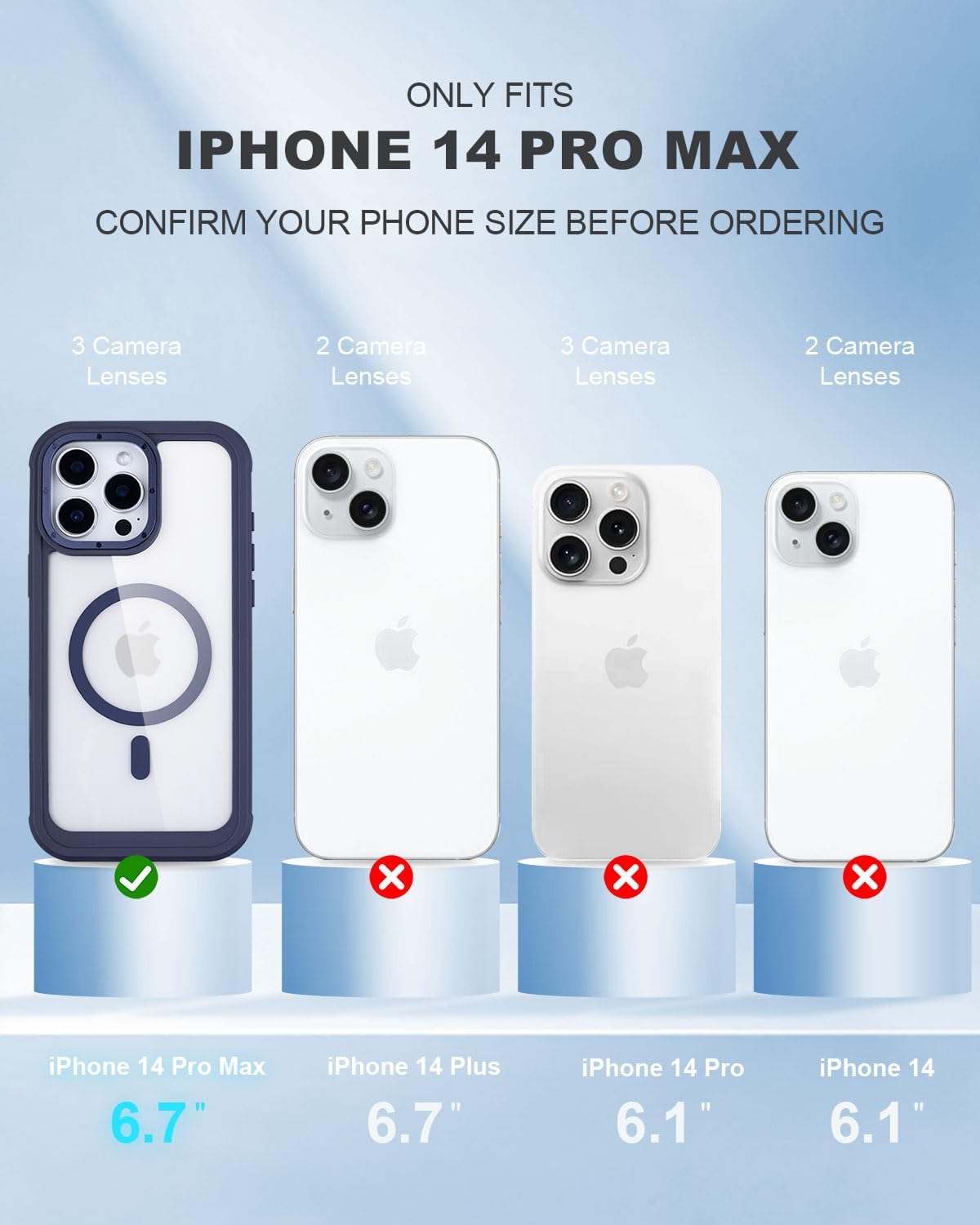 Defender for Clear iPhone 14 Pro Max Case with Belt Clip Holster, Compatible with MagSafe, Anti-Yellowing, Full-Body Phone Cover for iPhone 14 Pro Max Case (Clear & Blue) - Image 2