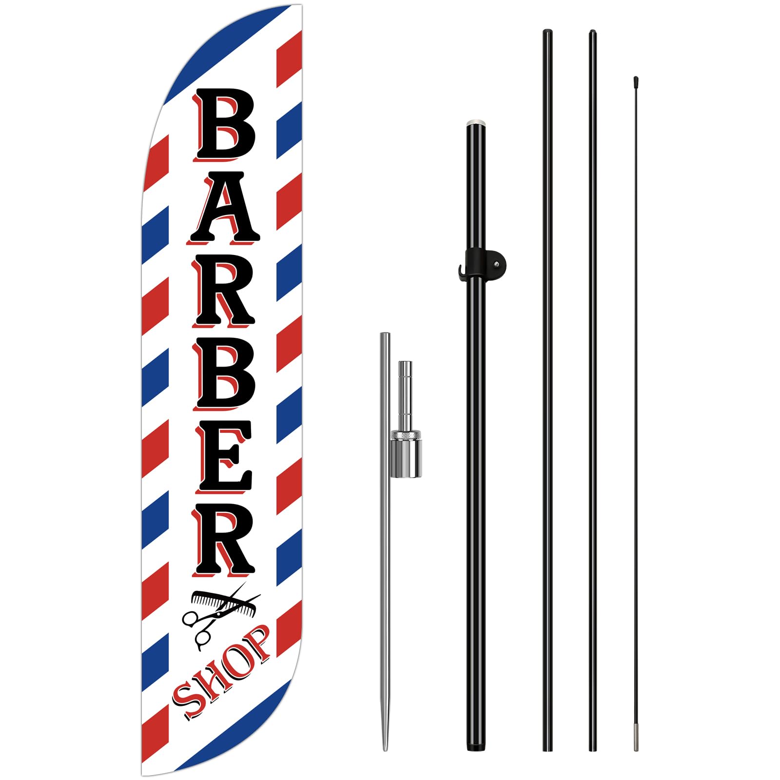 Photo 1 of Blulu  Shop  Flag Sign Smoke Shop  Advertising Feather Flag Banner with 15 Feet Tall Fiberglass Pole Kit and Rotating Ground Spike for Outdoor