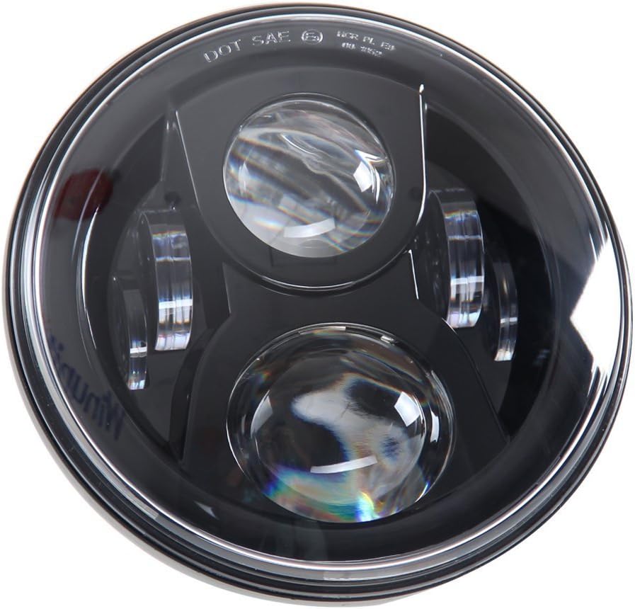 Motorcycle, round LED headlight Daymaker, 17.8 cm (7 inch), 75W, for Harley Davidson motorcycle and Jeep Wrangler