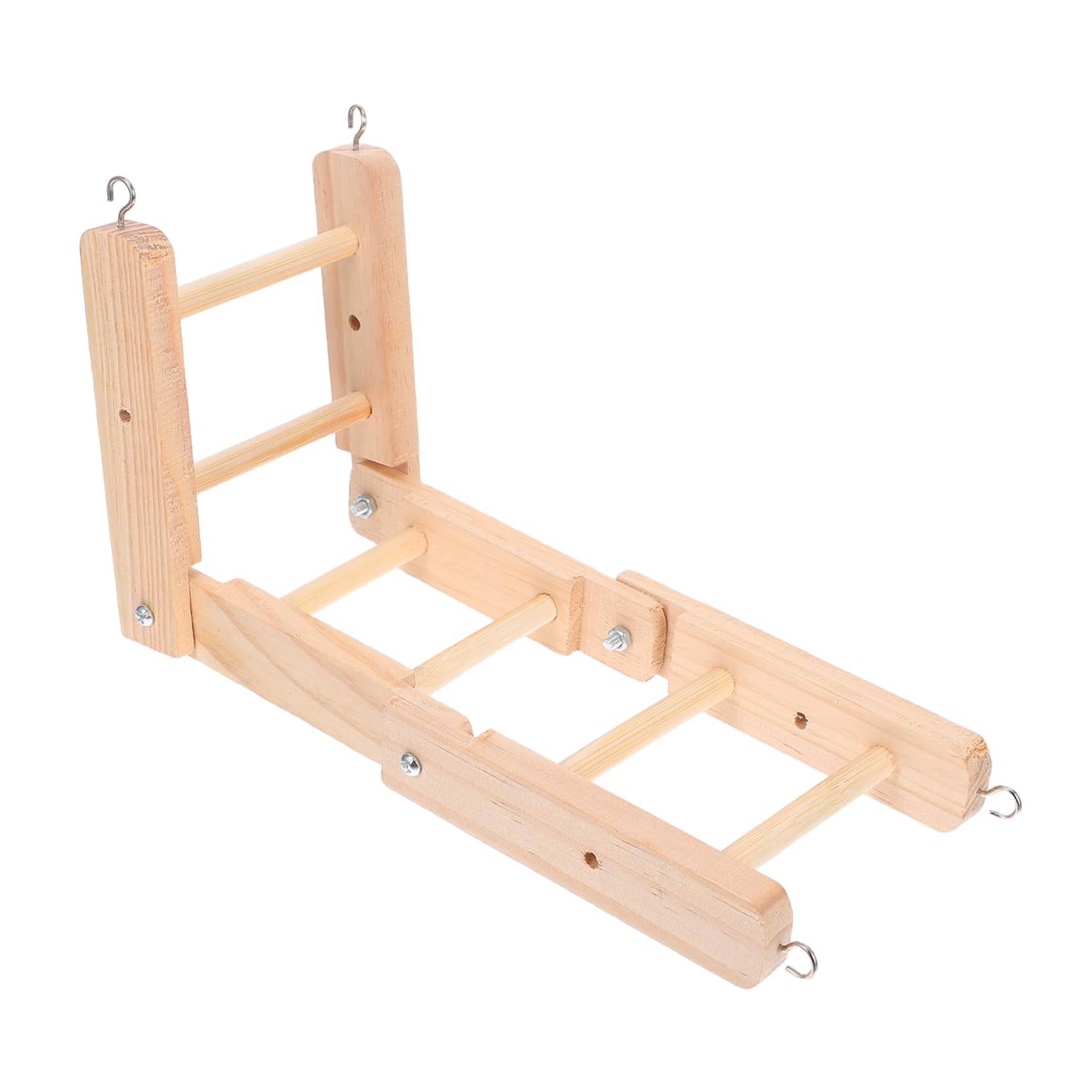 Sosoport Foldable Bird Climbing Stairs Parrot Training Ladder Solid Wood Exercise Stands Parrot Toy Ladder