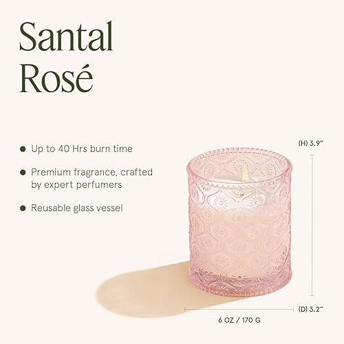 Miniatura 5 de LA JOLIE MUSE - Vela perfumada de Santal Rose Azafrán, Rosa y Cuero 6 onzas de cera de soja natural 40 horas de combustión limpia Lista para