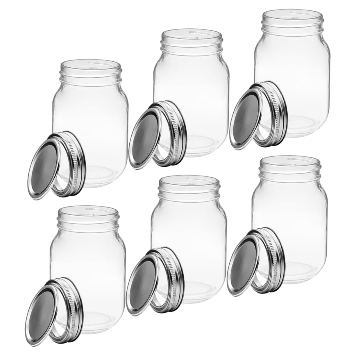 Alipis 6 Stück-pack Weithals Einmachgläser aus Glas mit Luftdichtem Deckel Wiederverwendbare 500ml Vorratsdosen für Lebensmittel im Haushalt und Restaurant