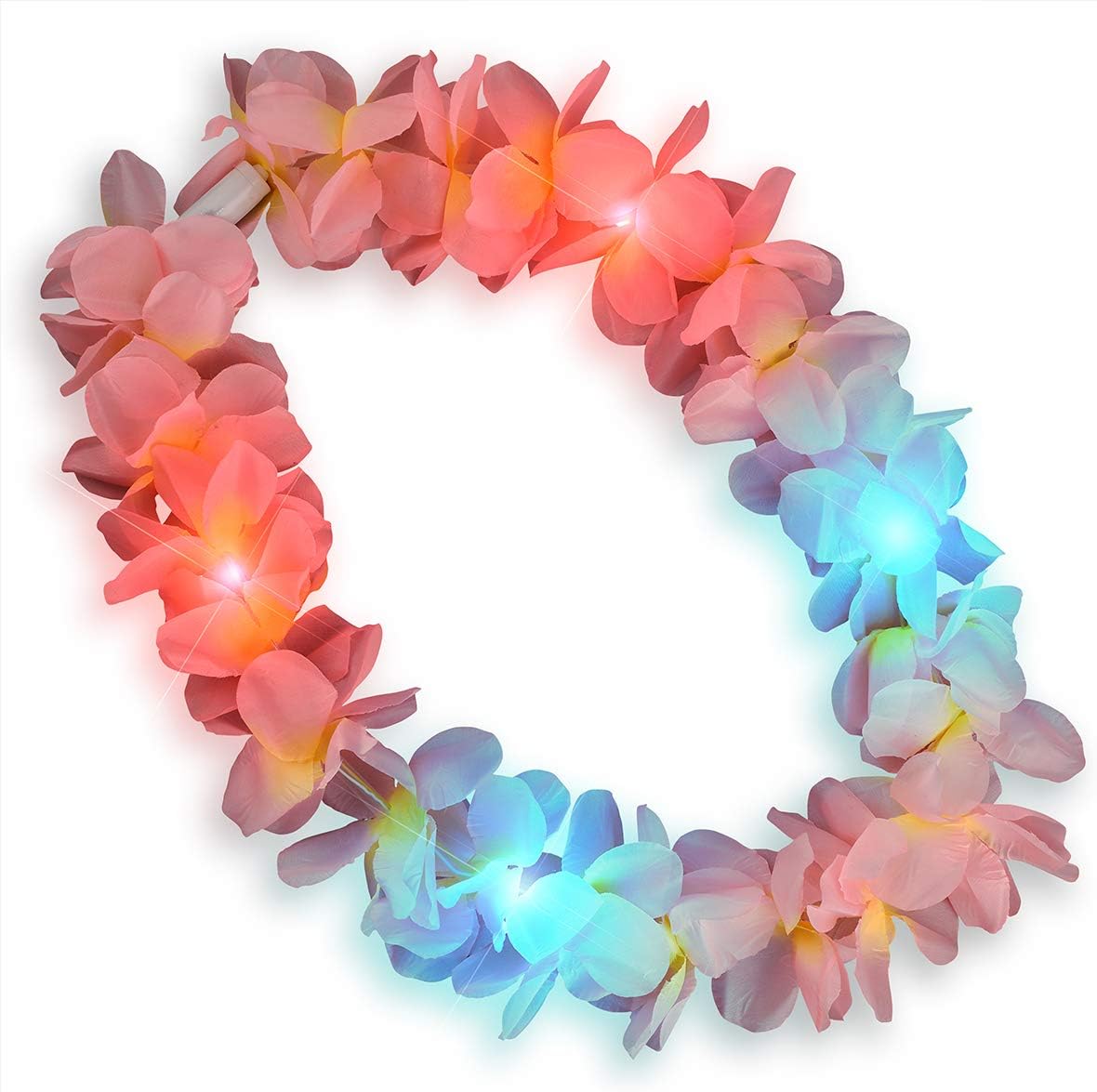 Large Assorted Light Up Hawaiian Leis with Flashing LED Lights (Set of 24)