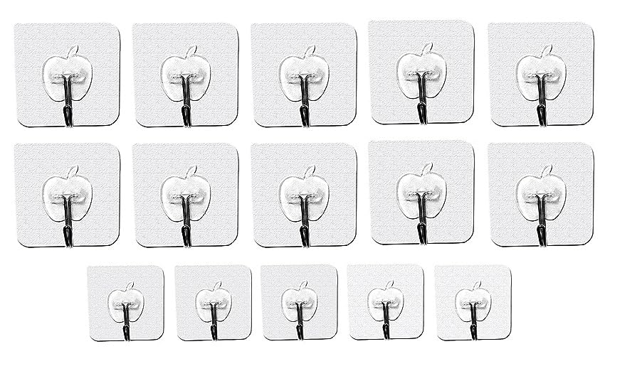 ANH MART Adhesive Wall Hooks Heavy Duty Plastic Apple Hooks for Hanging Reusable Sticky Stainless Steel Hook Waterproof and Oilproof Hooks Apply for Kitchen Transparent Pack of 15 (B0CFQJWQW2) Amazon Price History, Amazon Price Tracker