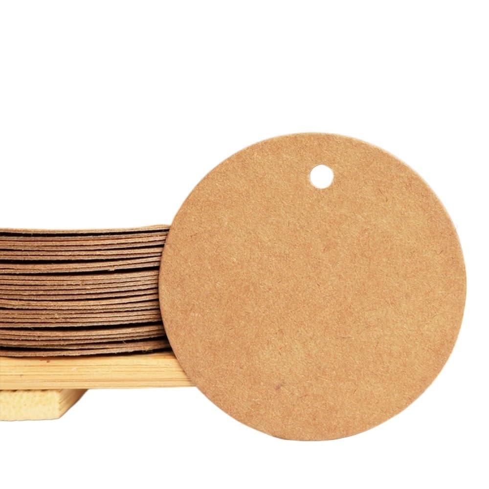 rice Tags with String 200Pcs Round Tags Circle Kraft Paper Blank Gift Price With Hole Hang Tag For Craft Birthday Wedding Christmas For Cupcake Stand