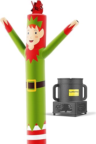 Miniatura 2 de LookOurWay - Muñeco inflable de tubo Air Dancers de elfo de 1,83 m de alto con soplador Sky Dancer de 14 de caballos de fuerza