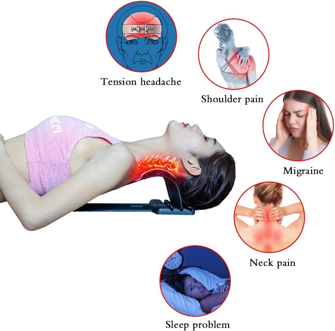 Multi-Level Neck Stretcher,Cervical Neck Stretcher Pillow Spine Alignment Chiropractic,Neck & Shoulder Massage Relaxer Traction Device,Magic Back Stretcher Device Support Relaxer (Purple) : Health & Household