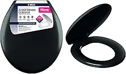 Atlas - Assento Sanitário Plástico Almofadado Clássico com Kit de Fixação, Cor Preto