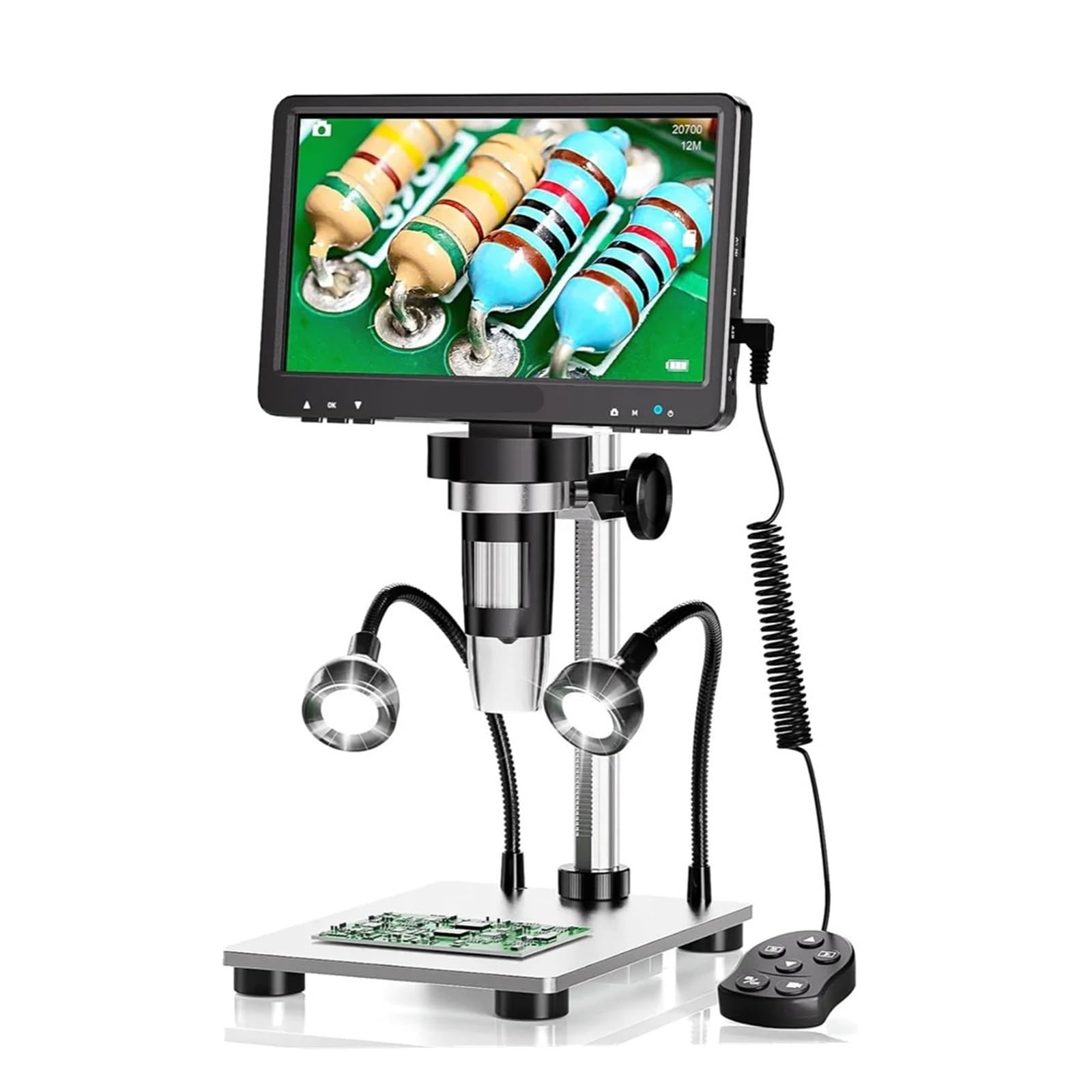 EDM9 7'' LCD Digital Microscope 1200X 1080P Coin 10 LED Lights Usb Electronics