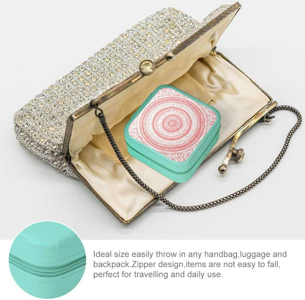 Circles Valentine's Day Jewelry Box, Compact Storage Case for Necklace, Ring, Earring, Best Gift for Women, Travel Organizer for Jewelry, Birthday, Christmas, Mother's Day, Wedding Gift Green image 3