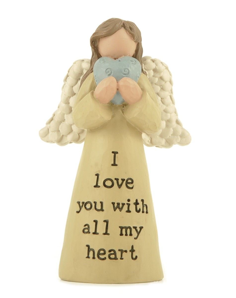 Heaven Sends Grey I Love You With All My Heart Angel Figurine Decoration