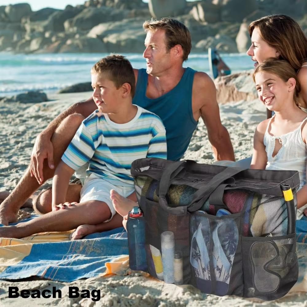 Sac de Plage en Filet pour Femme, Sac de Plage en Maille, Multicolore, 1/2 pièces(Green)