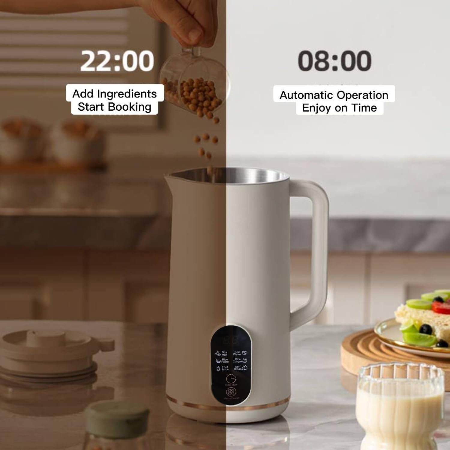 110V Soybean Milk Machine 650ML Mini Soymilk No Filter Automatic Heating Vegan Milk Maker Home