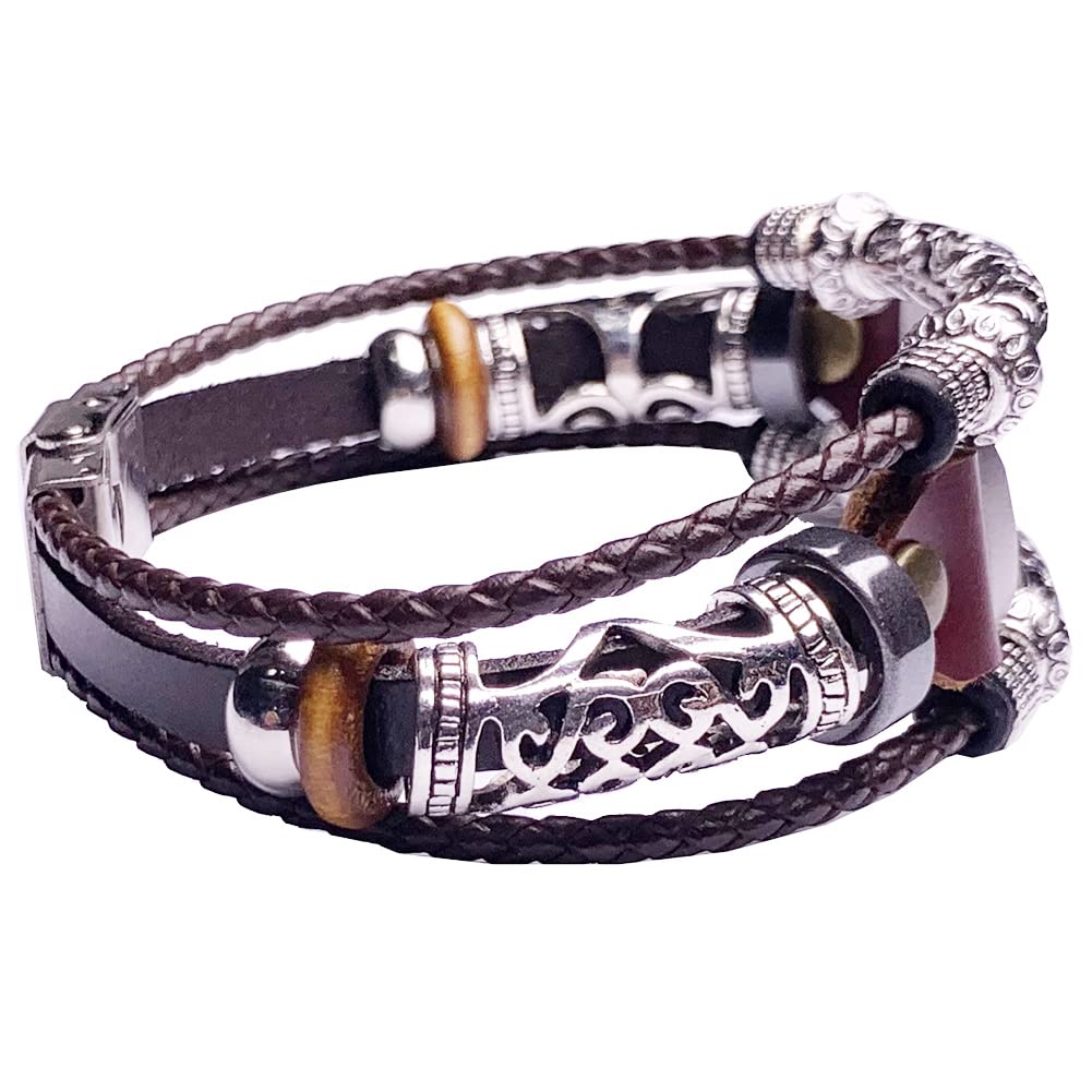 Vintage_Band Bling Beaded Luxe Bands with Stainless Steal Connector for Women Girls, m/l Mesh Band Compatible with Fitbit Luxe,Coffee Brown