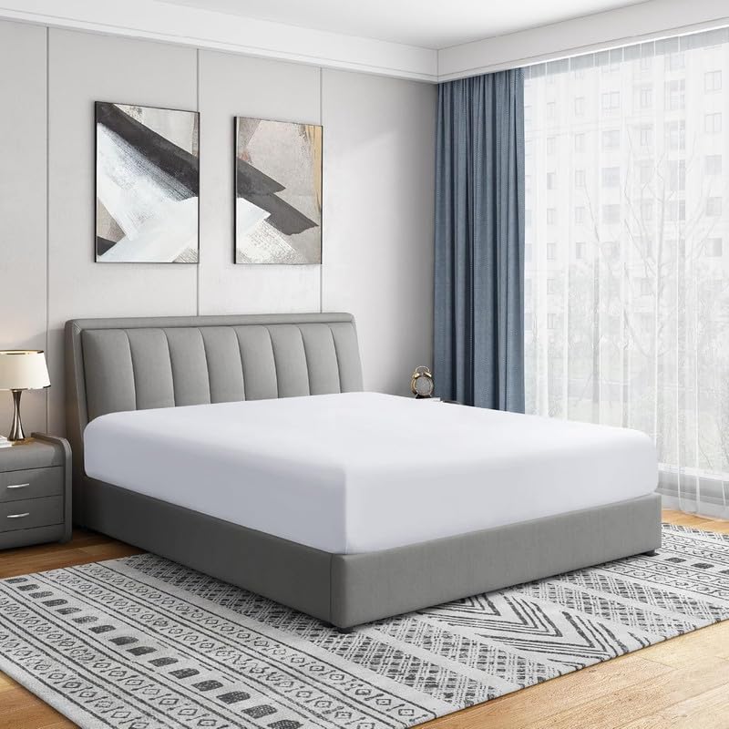 DTEX HOMES 2 x Double Fitted Sheet 100% Egyptian Cotton 200 Thread Count Extra Deep Pocket 40cm Hotel Quality Percale Weave Long Staple Fitted Bed Sheets Double (137 x 190cm) โ image 1