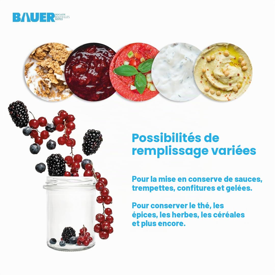 Flaschenbauer - Lot de 96 mini bocaux de conservation de 53 ml - Avec couvercle torsadé doré de 43 mm - Idéal pour la confiture, le miel, les épices, la conservation et les idées cadeaux