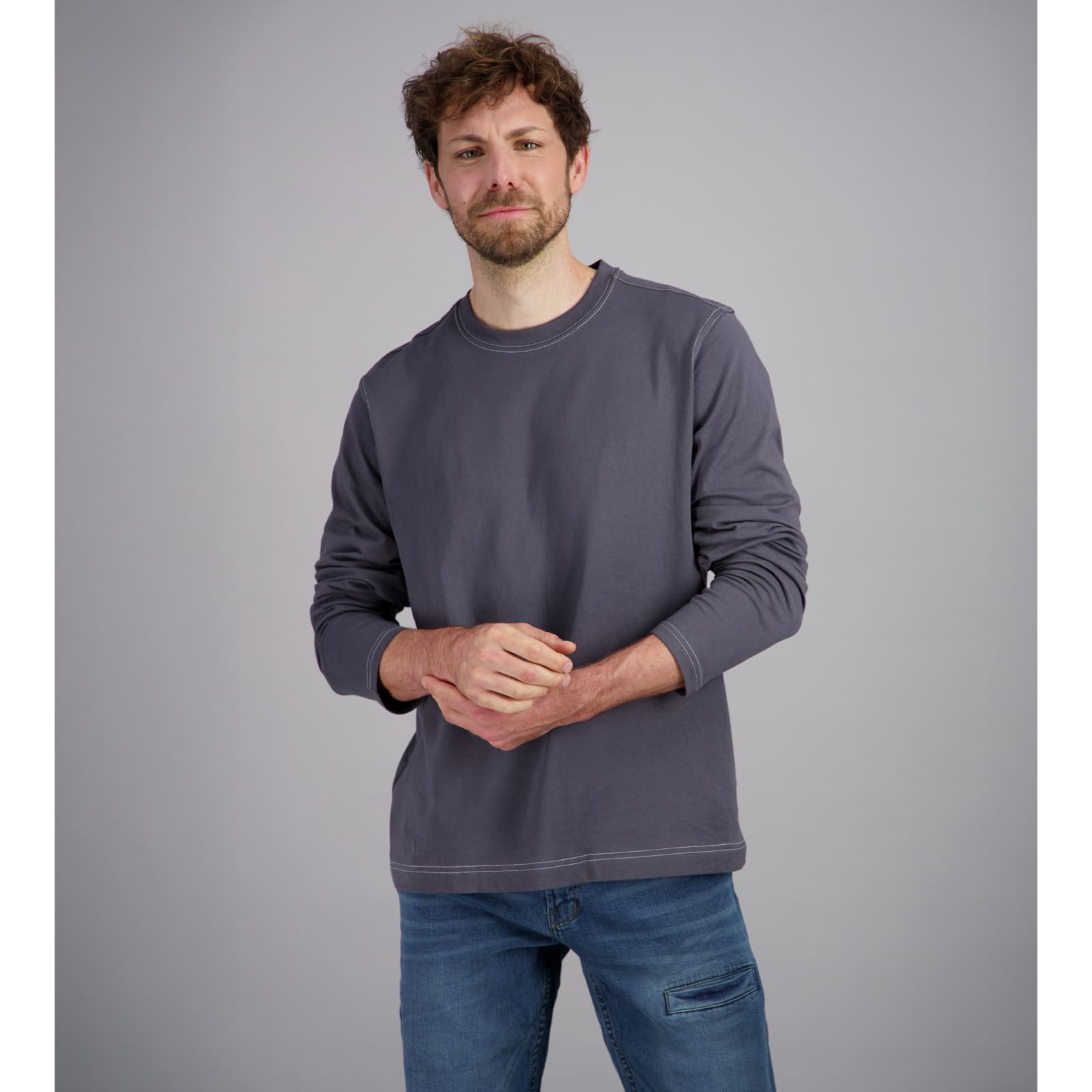 WÜRTH MODYF T-shirt da lavoro manica lunga Heavy Cotton grigia uomo