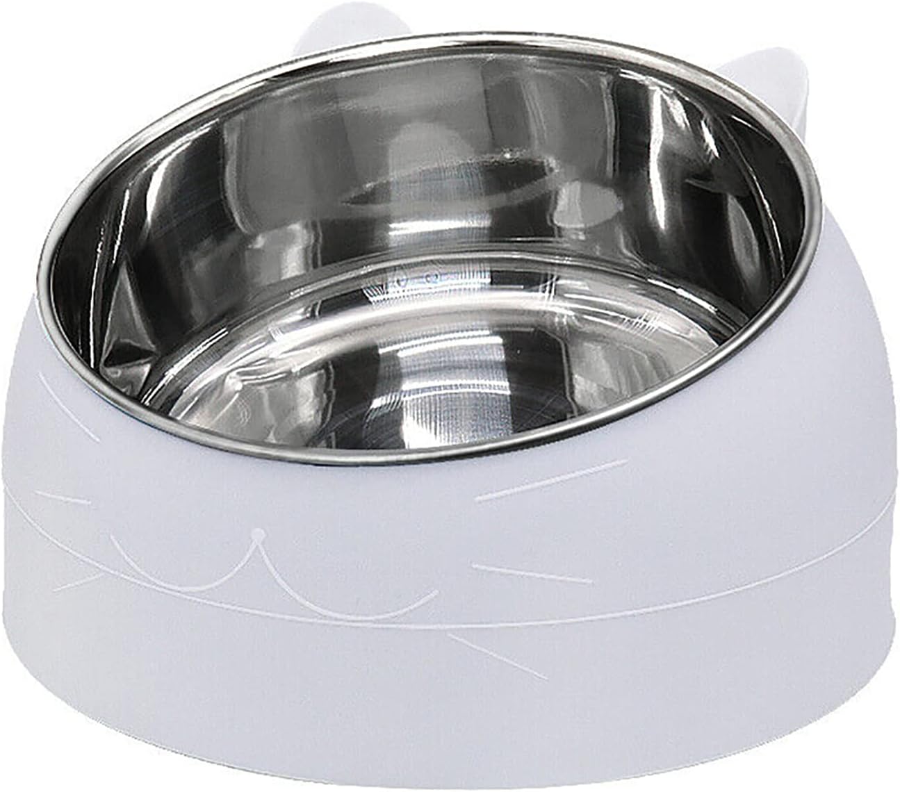 Stainless Steel Dog Cat Bowl, Aiboria Round Ergonomic Slanted Non-Slip Pet Bowl for Dog Puppy Cat and Kitten, Tilted Angle Food Water…