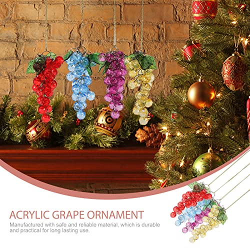 Yardwe 4Pcs Artificial Faux Grapes Fake Grape Bundles Decorative Hanging Grapes Beaded Grapes Ornament Mini Grape Clusters Lifelike Fruit Props For Home Office Decoration #TOP6