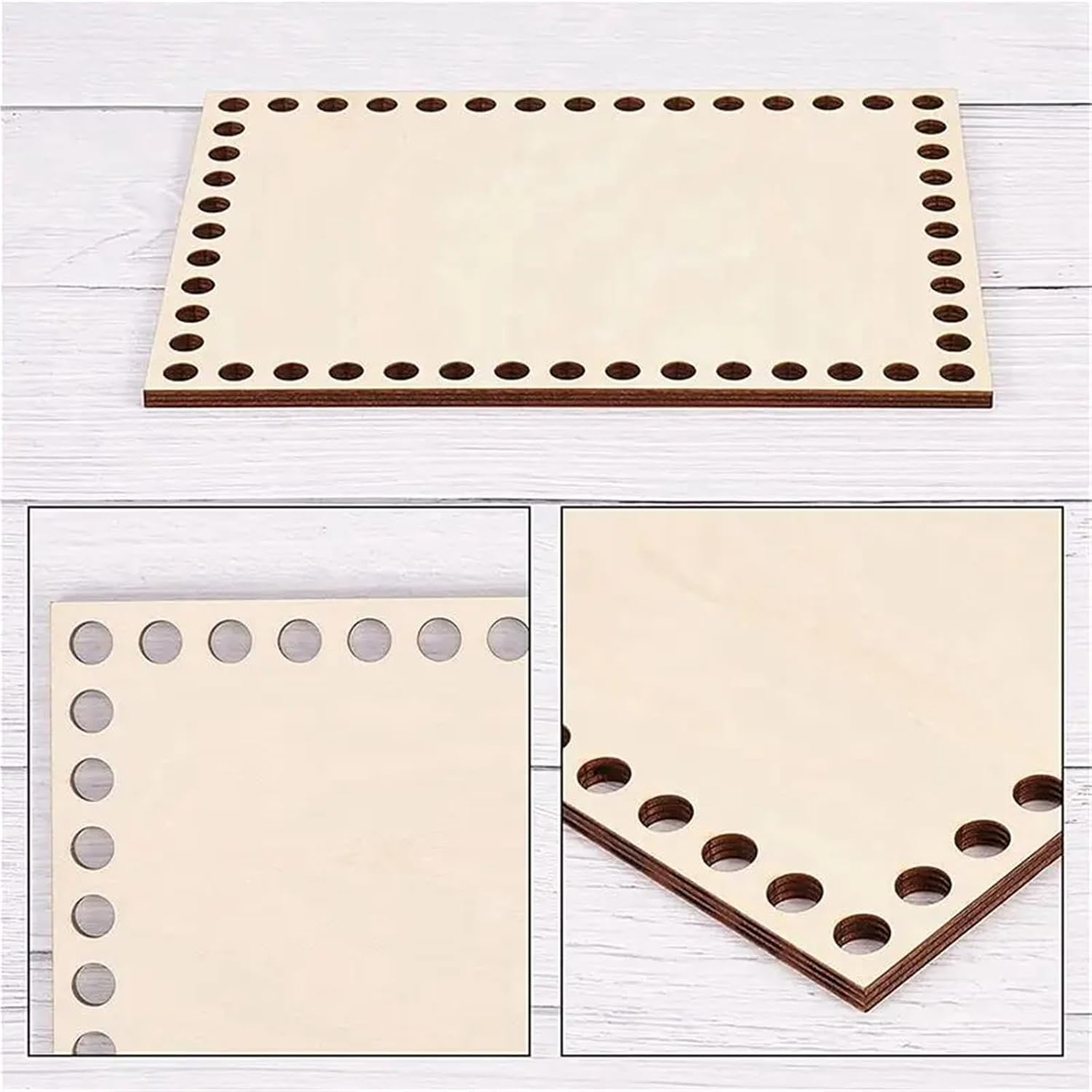Natural Wooden Basket Bottom 8Pcs 7.8x5.9 Inch Rectangle Crochet Base for DIY Weaving