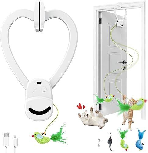 Juguetes interactivos para gatos de interior, juguete eléctrico automático de plumas de pájaro volador, el mejor juguete de enriquecimiento para