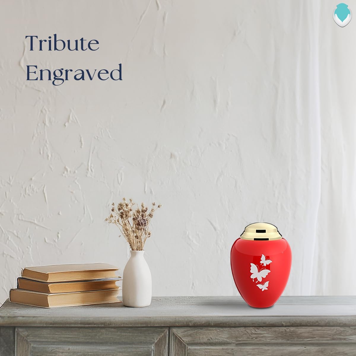 Geturns Tribute Keepsake Personalized Butterfly Cremation Urns for Human Ashes I Mini Red & Shiny Brass Funeral Urn for Men and Women I 3.5 lbs