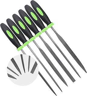 Needle File Set(Carbon Steel 6 Piece-Set) Hardened Alloy Strength Steel - Mini Needle File Set Includes Flat, Flat Warding, Square, Triangular, Round, and Half-Round File.