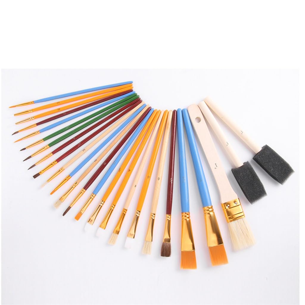 Pinceles para Pintar, Varilla de Madera, Pincel para Acuarela, Pincel para óleo, Esponja, bolígrafo