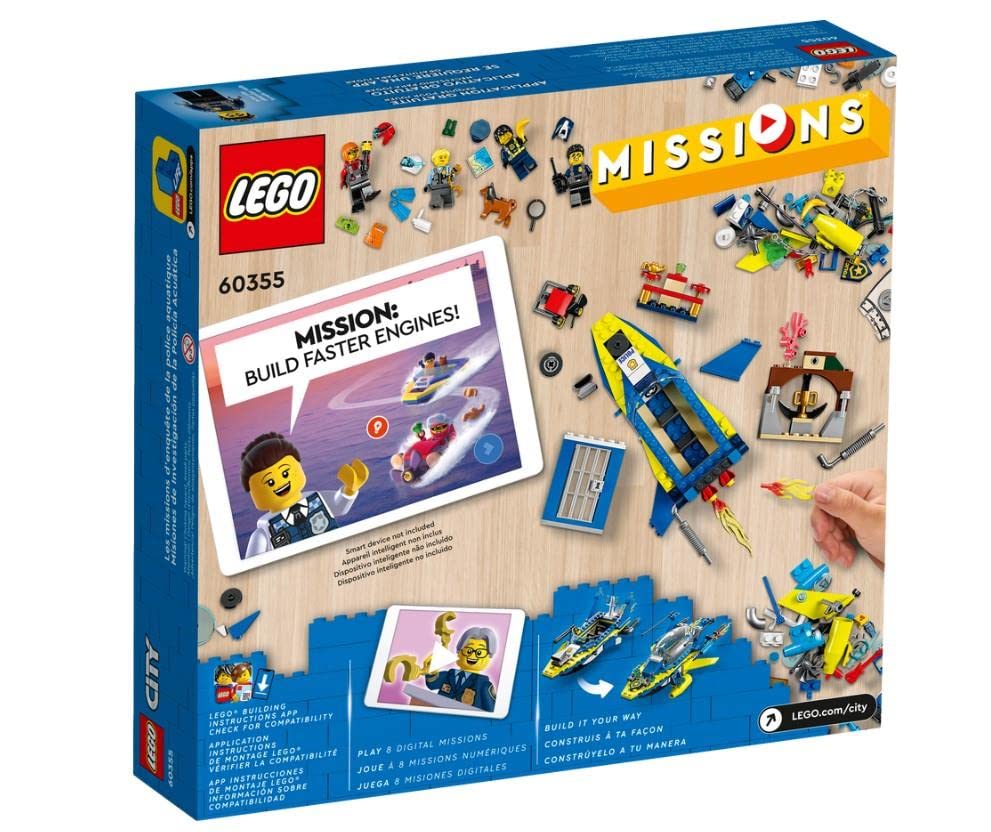 LEGO® City Su Polisi Dedektif Görevleri 60355-6 Yaş ve Üzeri Çocuklar için İnteraktif, Dijital Maceralı Oyuncak Yapım Seti (278 Parça)