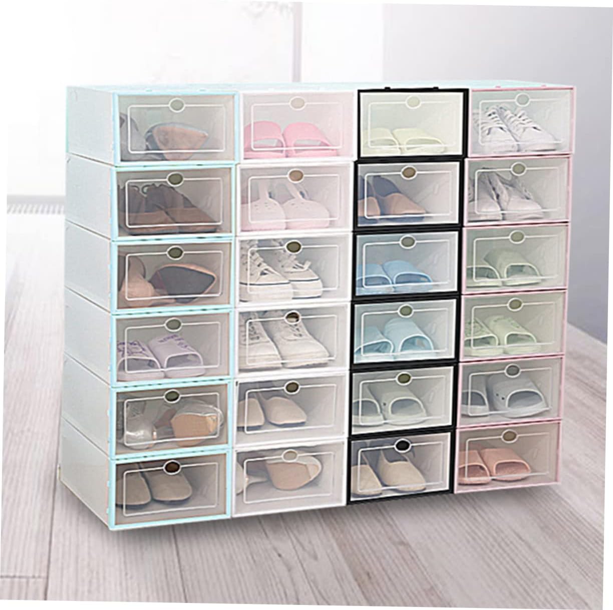Outanaya 6pcs Door Shoe Organizer Thickened Plastic Storage Bins Shoe Boxes Storage Box Container Closet Organizers