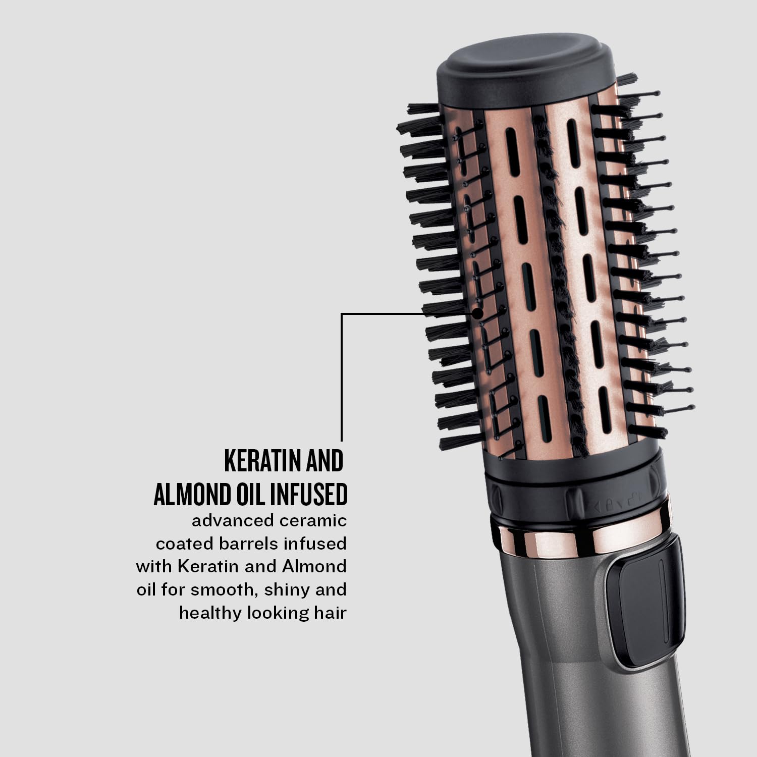 Remington AS8811 Keratin-Schutz drehbar mit 3 Aufsätzen: Mischborsten und weiche Borsten, Volumenwurzelverstärkung und Haarklammern, Keramikbeschichtung