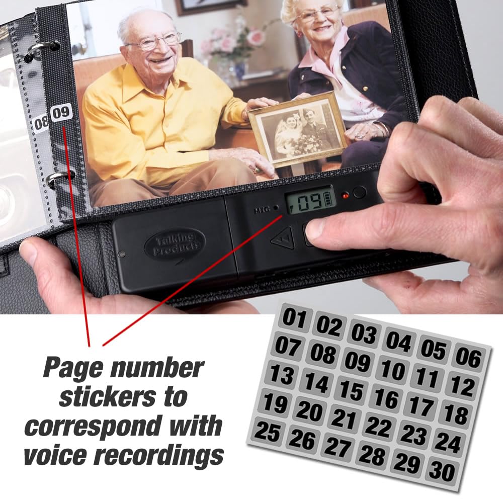 Talking Products, Deluxe Aufnehmbar MP3 Fotoalbum, Sprachaufzeichnung mit über 2 Stunden Gesamt Aufnahmezeit, 30 Seiten. Ideales Erinnerungsbuch und Begrüßungsbuch zur Annahme. Schwarz