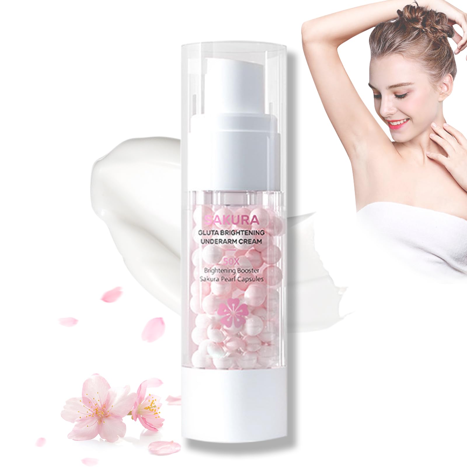 BOTOWISakura Gluta Brightening Underarm Cream, Sakura Underarm Whitening Cream, Sakura Gluta Brightening Booster Cream, Brightening Booster Sakura Pearl Capsules for Intimate Area (1PC)