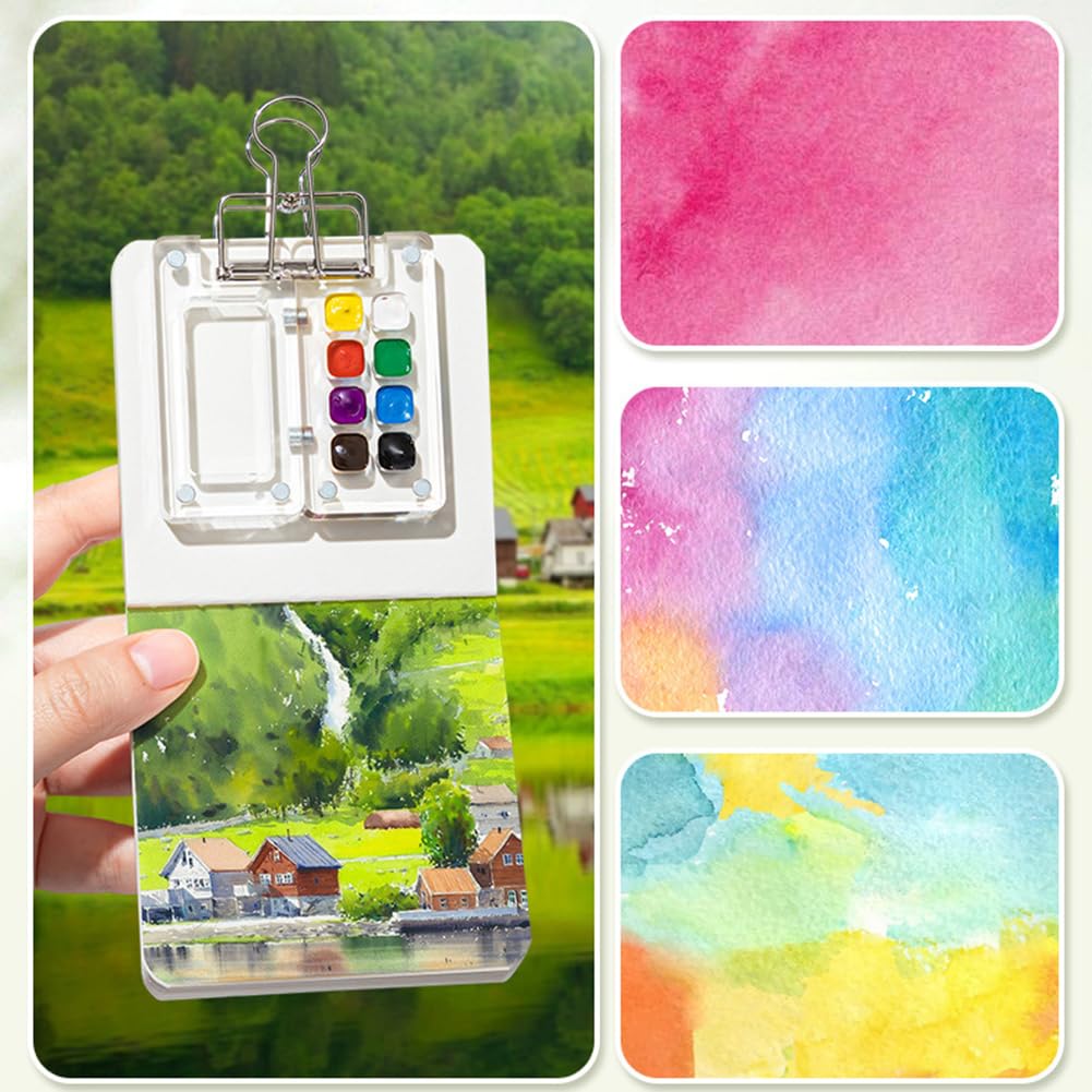 Pocket Artist Aquarelle Ensemble de, Mini Ensemble de Peintures de Boîte à Palette Acrylique, Palette de Carnet de Croquis Ensemble de Peintures à l'aquarelle, Cadeau pour Peintres