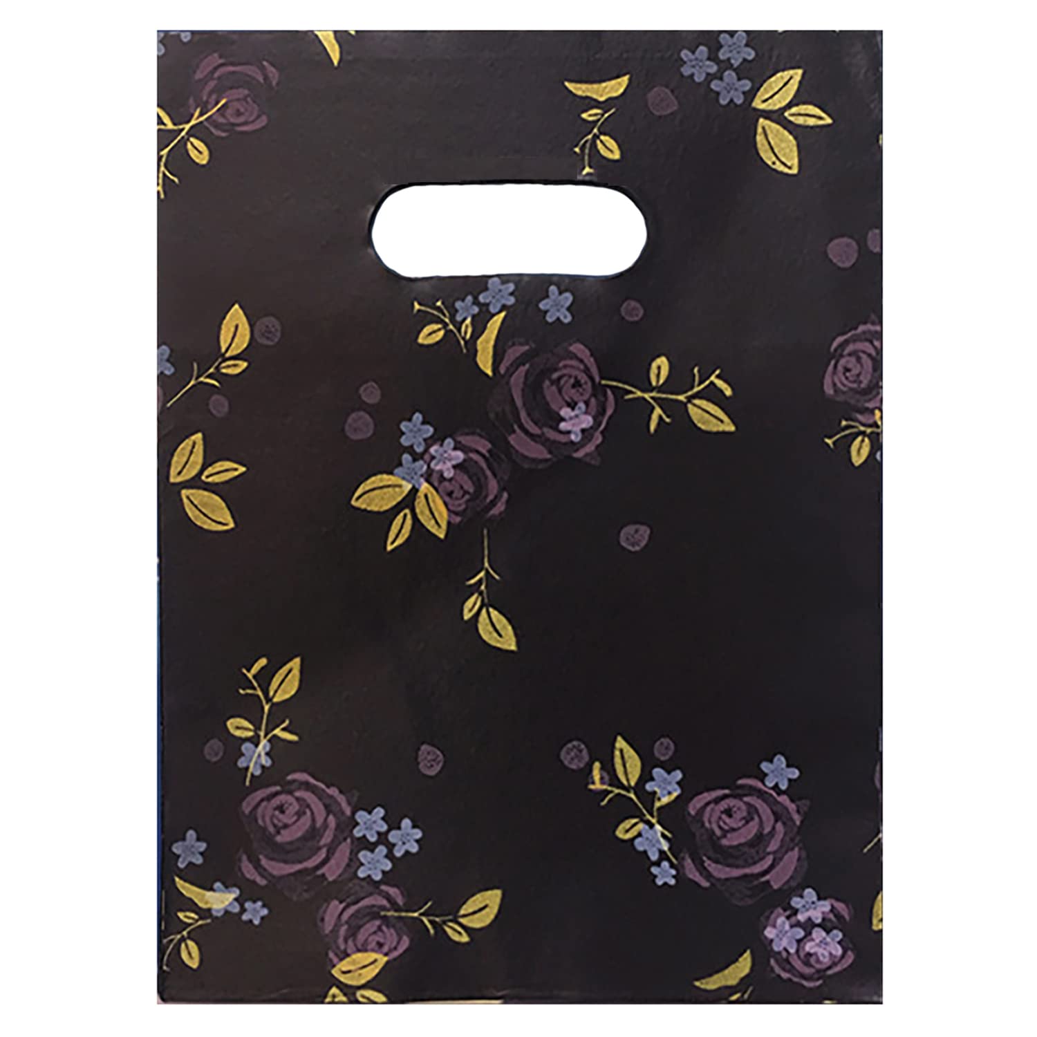 Joyhey 100 Count 7.8" x 9.8" Plastic Merchandise Bags, Shopping Bags, Retail Bag, Gift Bag with Die Cut Handles - Rose