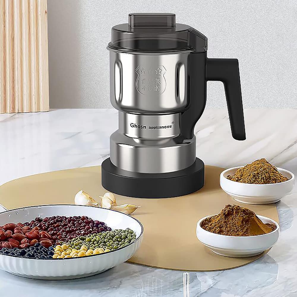 Smerigliatrice Elettrica, Smerigliatrice Domestica in Acciaio Inossidabile, Smerigliatrice Elettrica Multifunzione, Macinacaffè E Macinaspezie AC 220V 250W 500ML