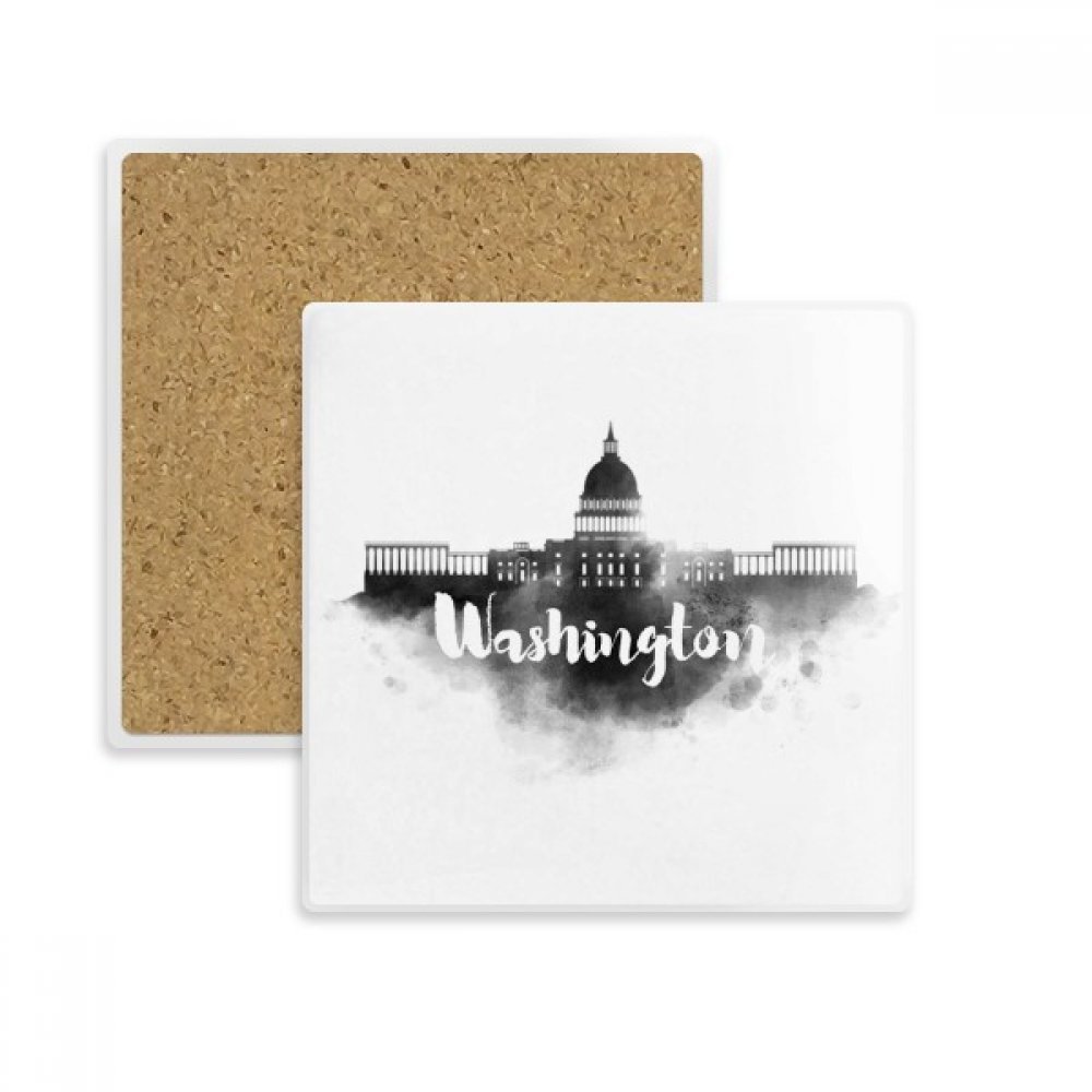 Dessous de verre Washington en pierre absorbante pour tasse et mug - Lot de 2