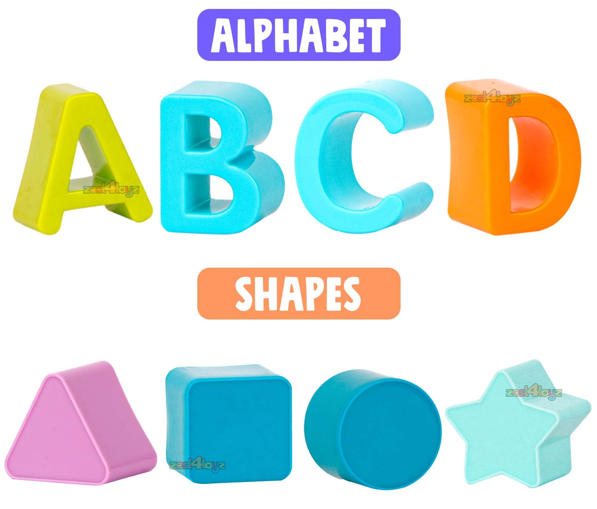 zest 4 toyz 16 Pcs Baby's First Block Toy Set, Stacking Cups Blocks Cubes Alphabet and Numbers Color Shape Sorting Early Educational Toddlers Toy - Image 5 thumbnail