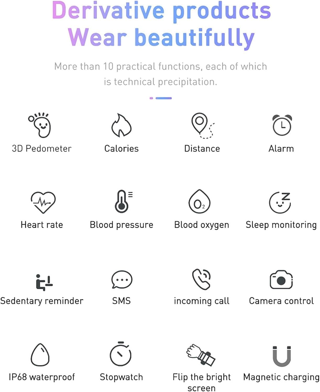 ARTSZY Rastreador de actividad física con monitor de presión arterial de frecuencia cardíaca, reloj inteligente deportivo resistente al agua, pulsera inteligente Bluebooth, monitor de datos deportivos