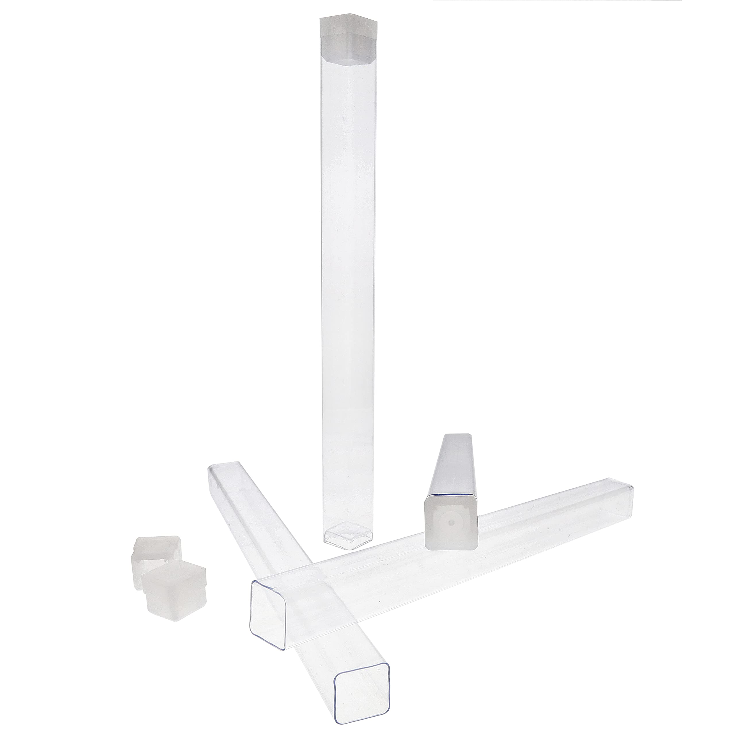 The Beadsmith Przezroczyste plastikowe rurki - 15 x 1,1 cm kwadratowe rurki - płaskie nasadki - do koralików, soli do kąpieli, upominków na wesele i przyjęcie, do przechowywania w domu lub biurze - torba 100 sztuk