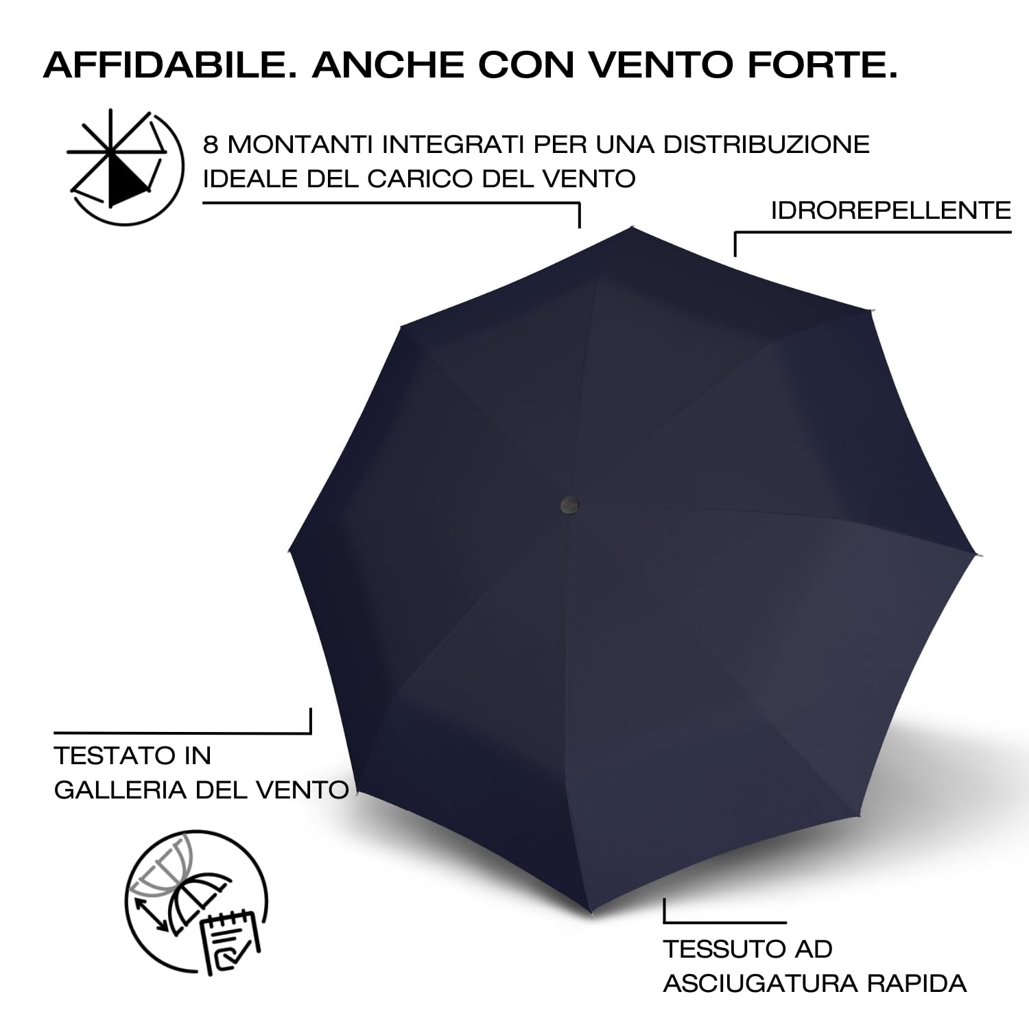 Knirps I.200 Medium Duomatic ombrello con borsa portaombrelli I ombrello tascabile piccolo con pulsante I ombrello automatico I ombrello tascabile leggero e resistente alla pioggia
