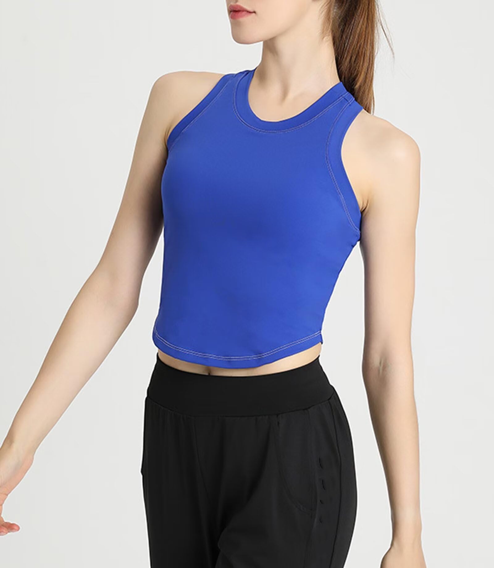 Rivccku Camisetas de Yoga para Mujer con Brasier Integrado para Entrenamiento,Gimnasio,Chaleco Deportivo Camiseta de Tirantes