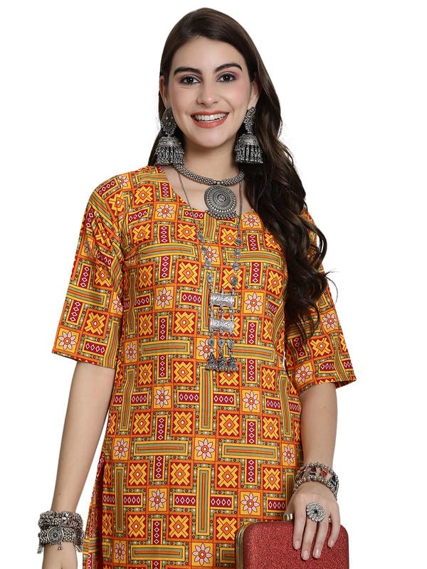 Image of 7Threads Kurti for Women|Kurti|Kurta|Kurta for Women|Crepe Kurti|Printed Kurta|Crepe Straight Kurti Kurti