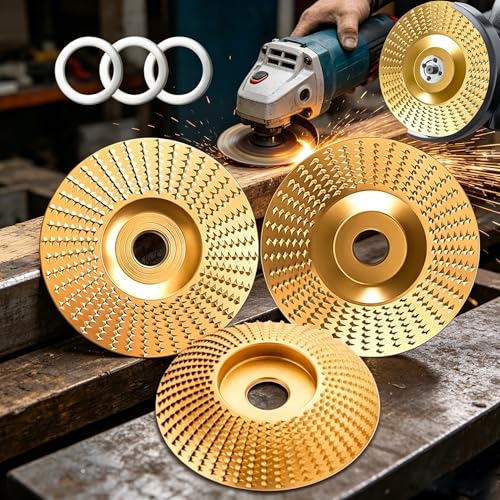 3 Stück Wolframkarbid-Rad Holz 100 mm für Winkelschleifer Wolframkarbid Schleifscheibe & Holzschleifscheibe Holzschnitzscheibe zum Schnitzen Schleifen Formen und Polieren (Flächentyp)