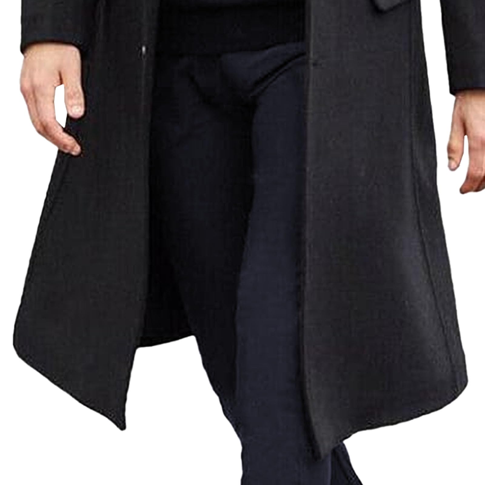 Trench da uomo casual elegante collo dentellato cappotto lungo per uomo slim fit lungo monopetto cappotto termico