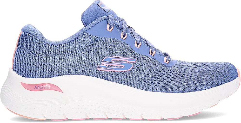 Skechers Women's Arch Fit 2.0 Big League Sneaker, Blue Mesh/Pink Trim, 5.5 UK