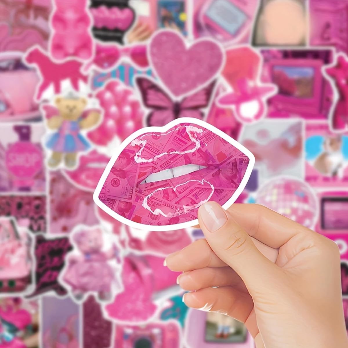 Amazon.co.jp: 【ビビットPINKの50枚入りシール】ガーリー フェミニン